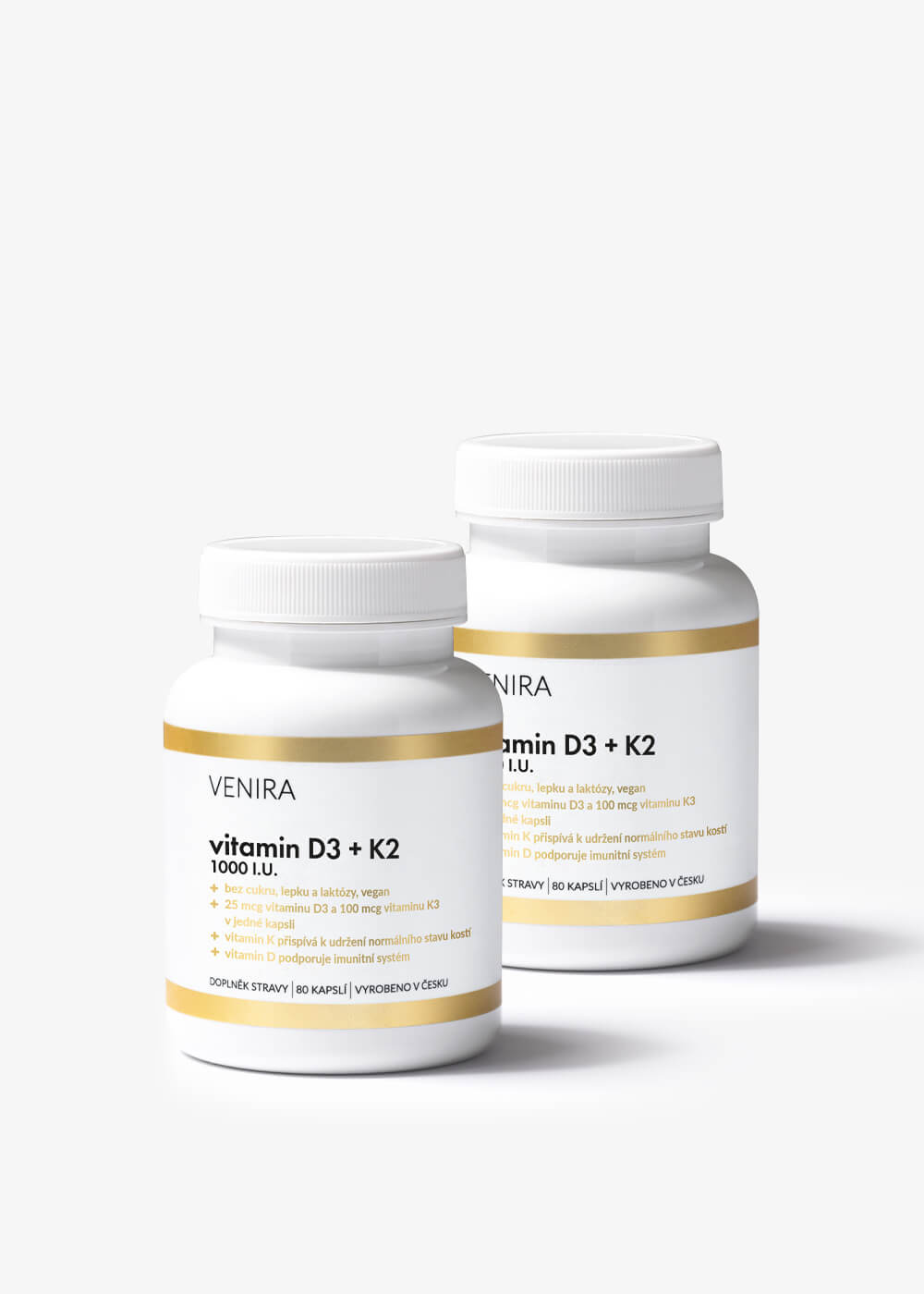 VENIRA vitamin D3 + K2, 2 balení za zvýhodněnou cenu, 160 kapslí 160 kapslí