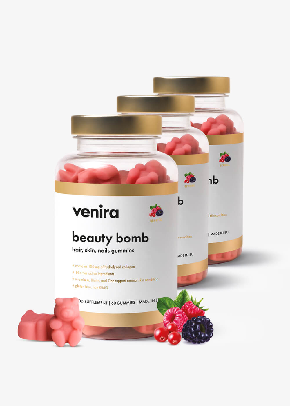 VENIRA beauty bomb - gumoví medvídci pro vlasy, nehty a pleť - lesní plody, 180 bonbónů lesní plody, 180 bonbónů