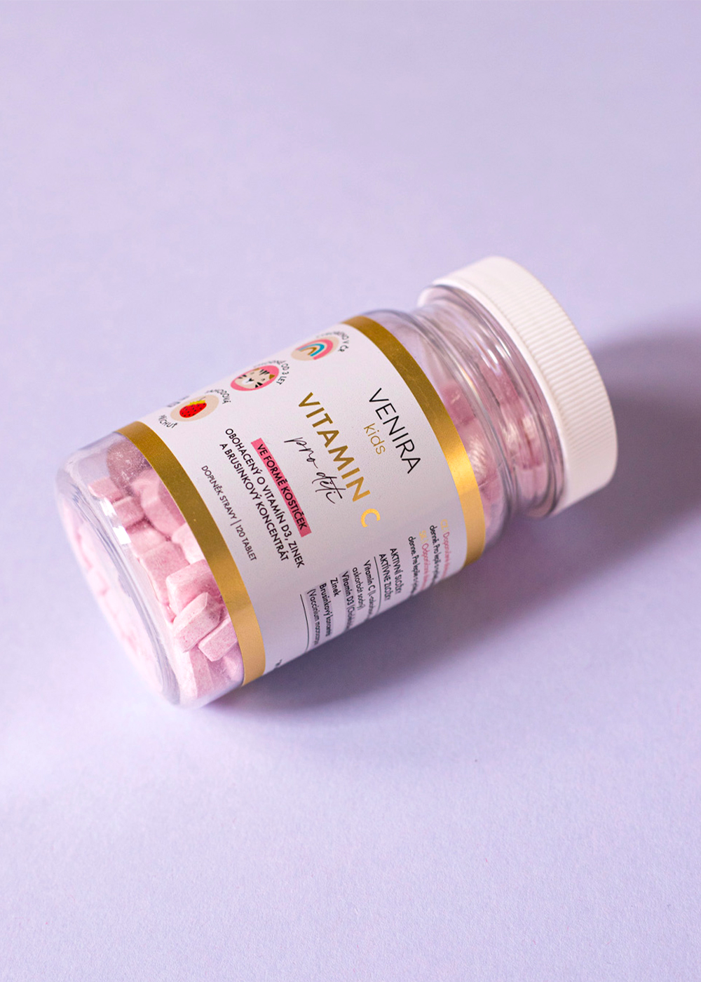 VENIRA vitamin C pro děti - jahoda, 120 kostiček