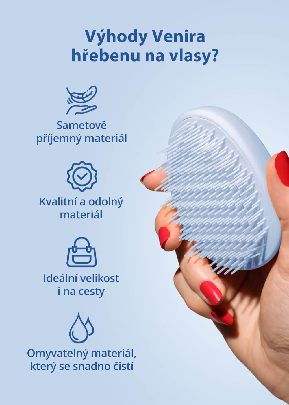 VENIRA hřeben na vlasy, světle modrý