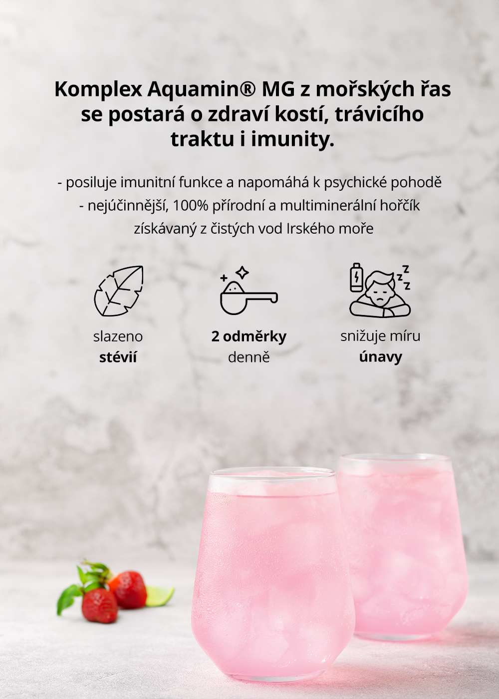 VENIRA magnesium drink, jahoda-limetka, 120 g