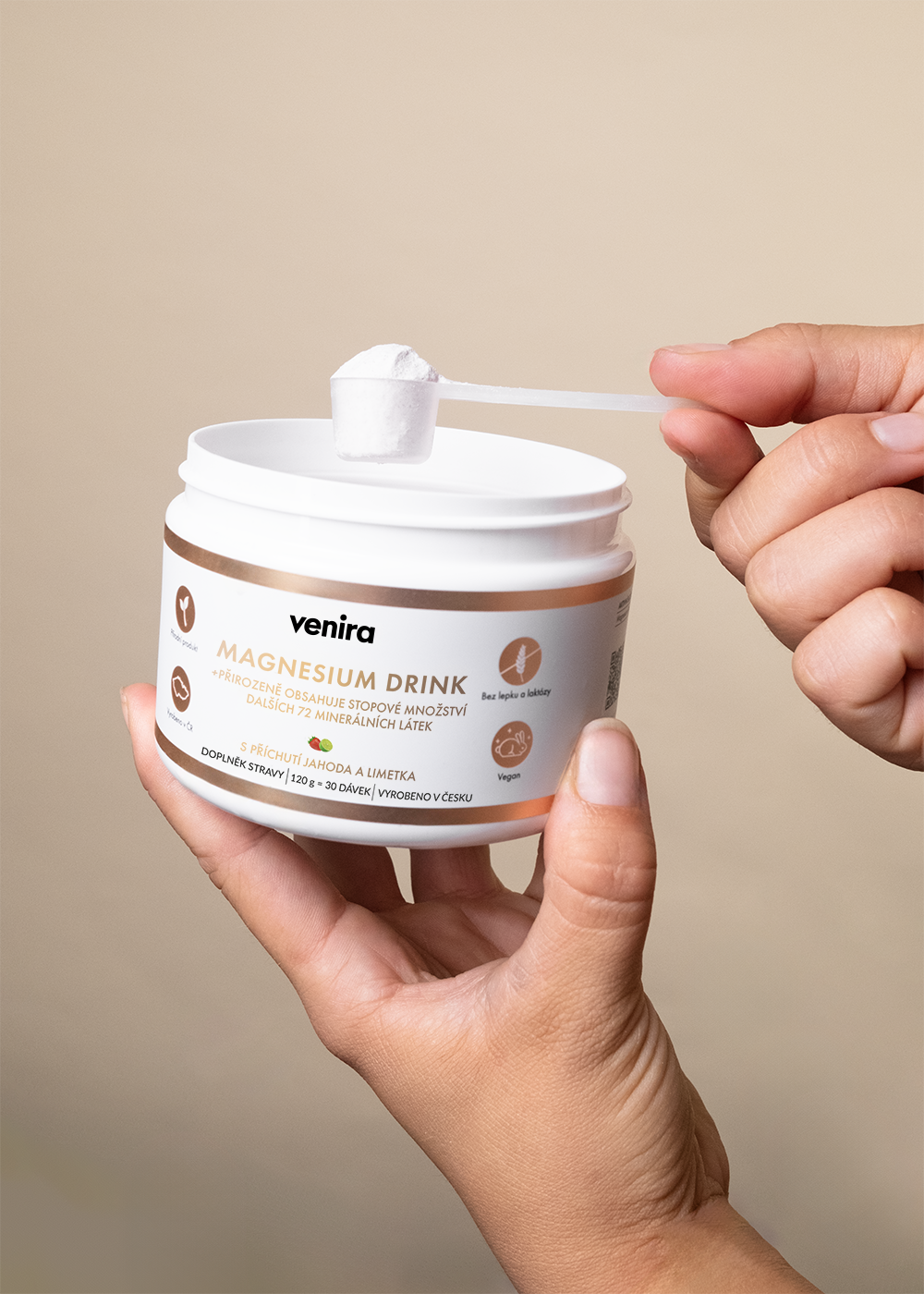 VENIRA magnesium drink, jahoda-limetka, 120 g