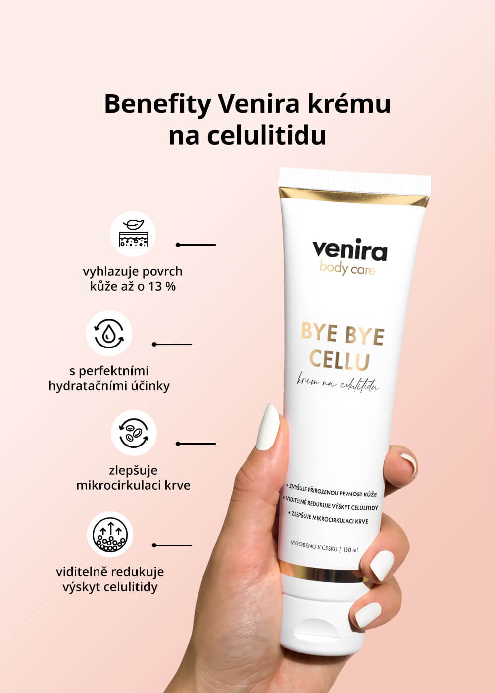 VENIRA bye bye cellu - krém na celulitidu, meruňka a skořice, 150 ml