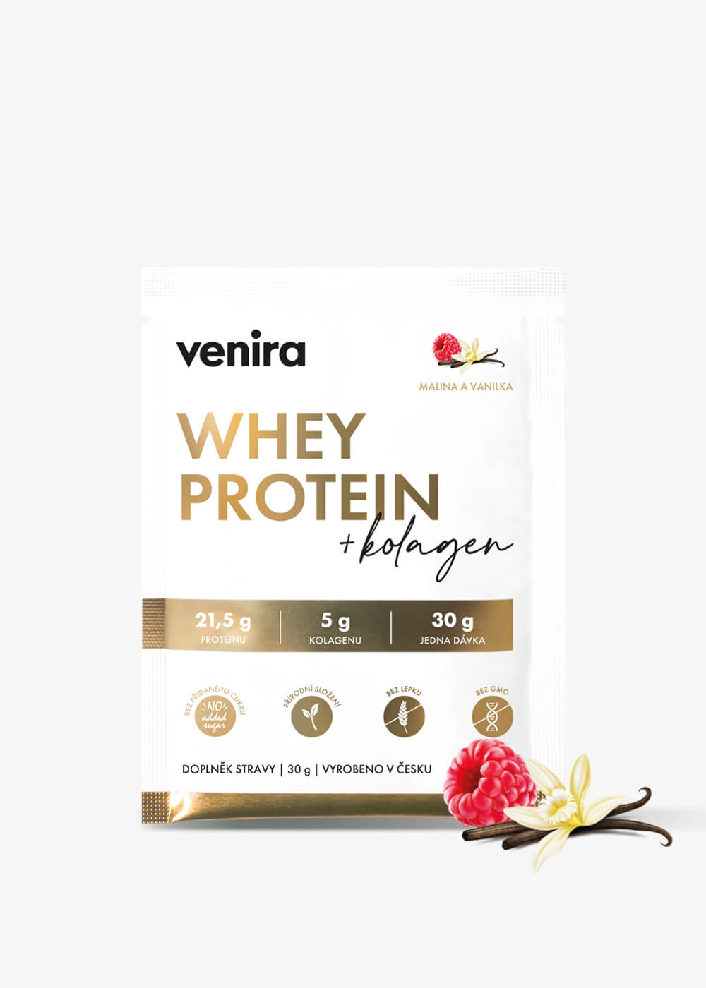 VENIRA beauty whey protein - vzorek, malina-vanilka, 30 g
