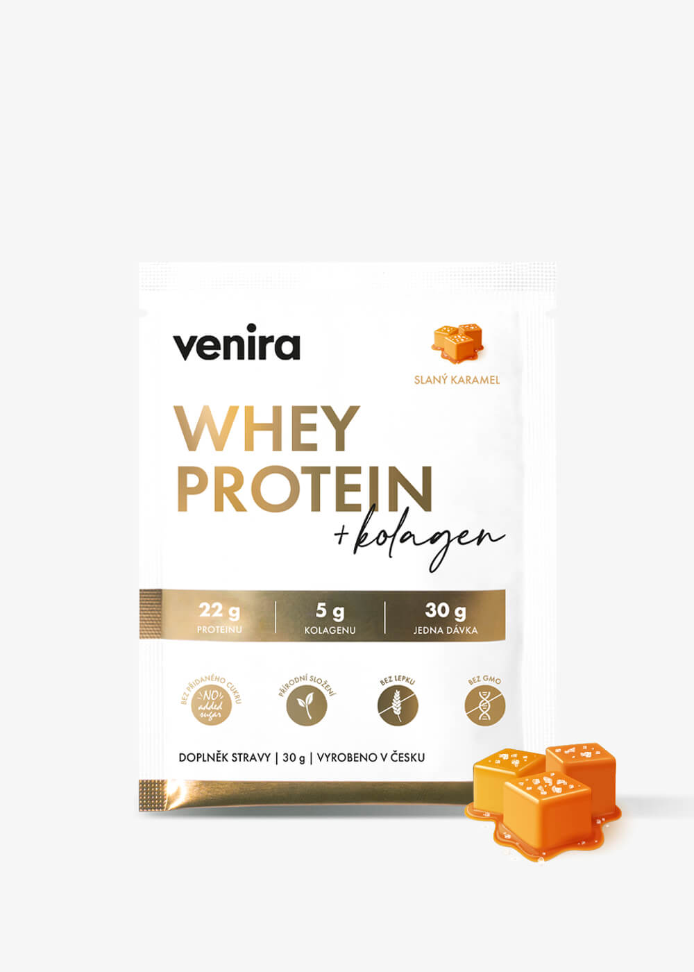VENIRA beauty whey protein - vzorek, slaný karamel, 30 g