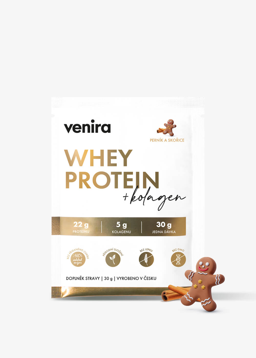VENIRA beauty whey protein - vzorek, perník-skořice, 30 g