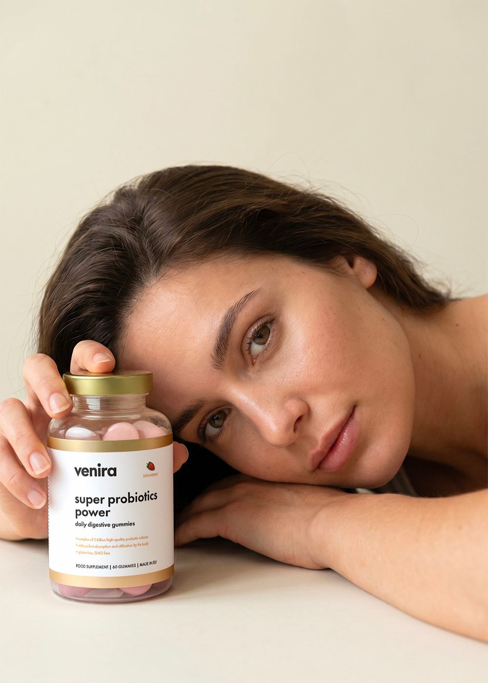 VENIRA super probiotics power - medvídci na zlepšení trávení, jahoda, 60 bonbónů