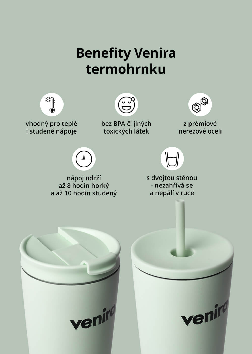 VENIRA termohrnek, mintová, 700 ml