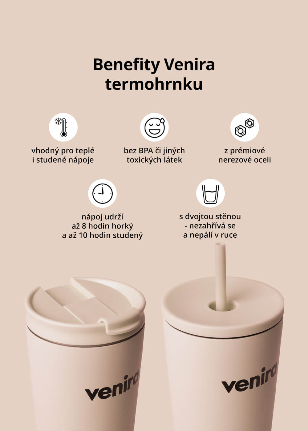 VENIRA termohrnek, hnědá, 700 ml