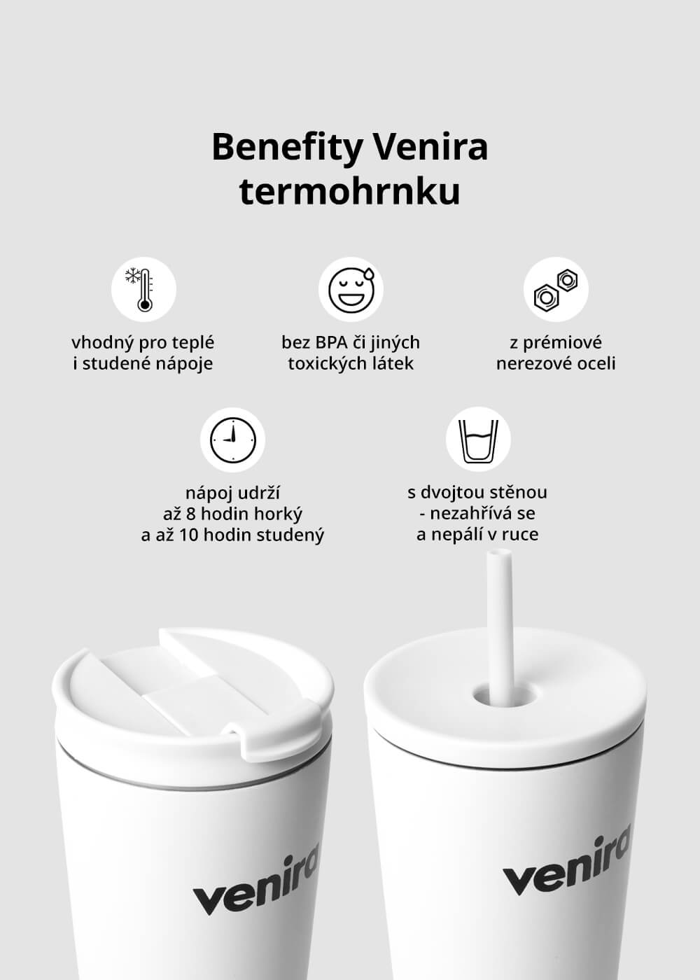 VENIRA termohrnek, bílá, 700 ml