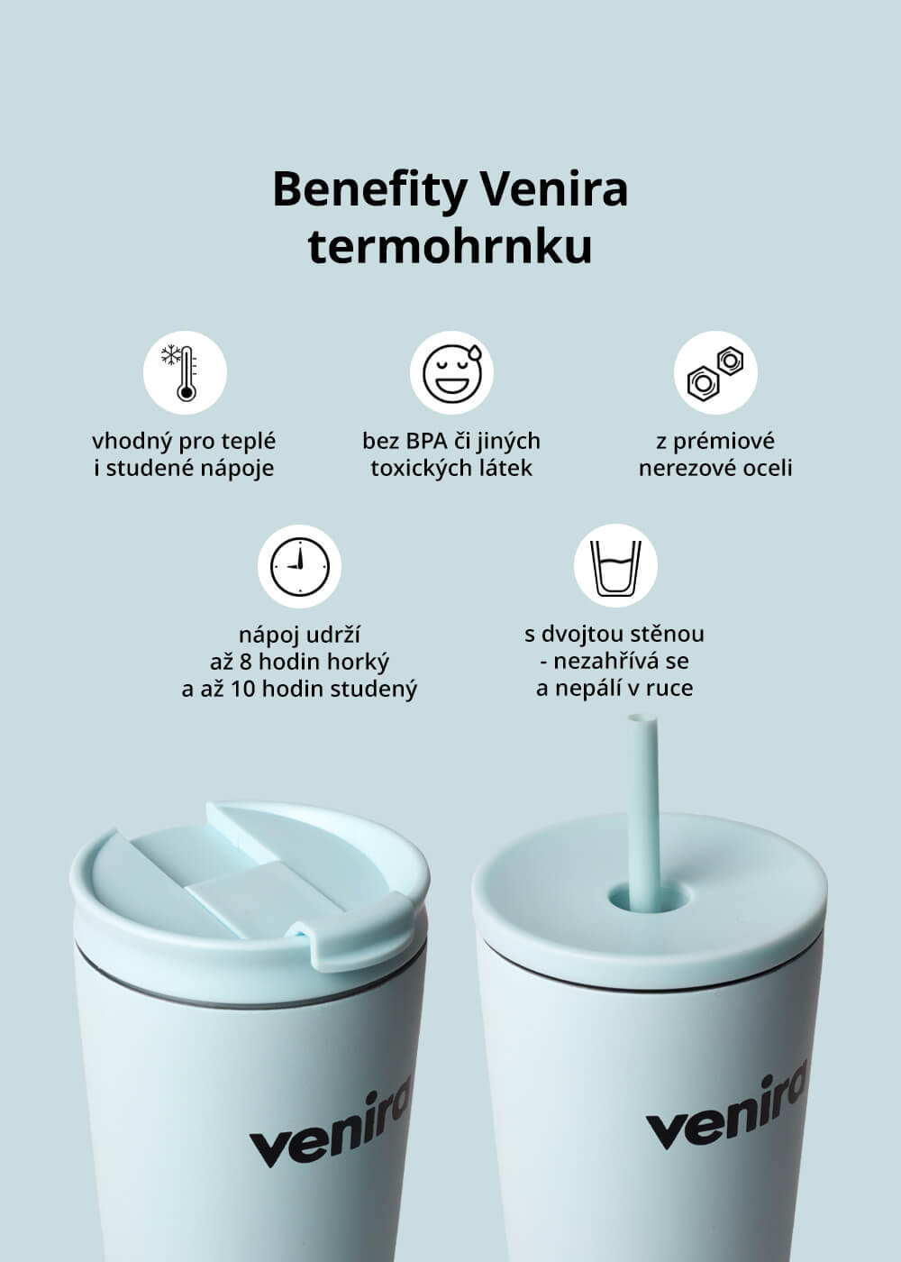 VENIRA termohrnek, tyrkysová, 700 ml
