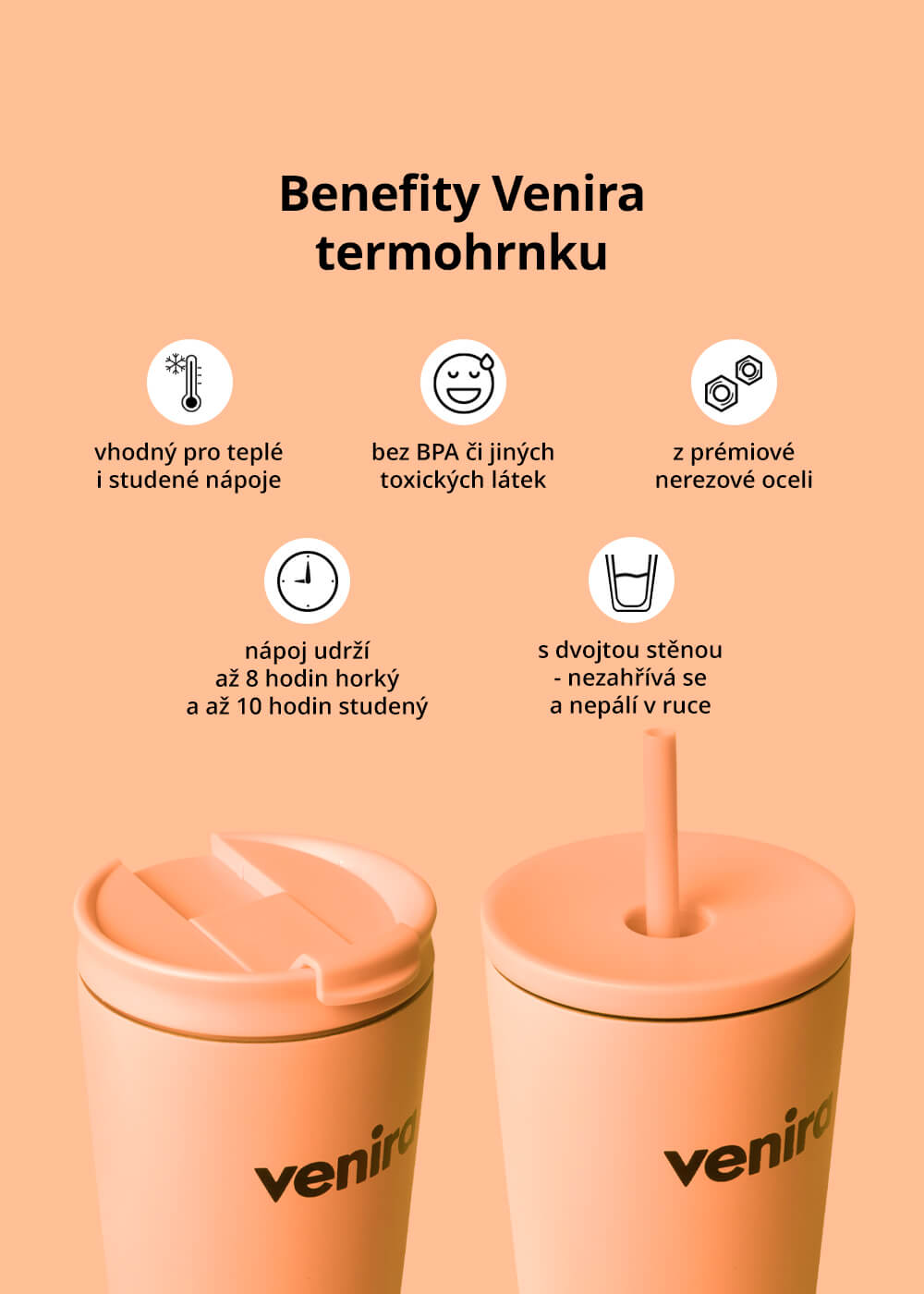 VENIRA termohrnek, lososová, 700 ml