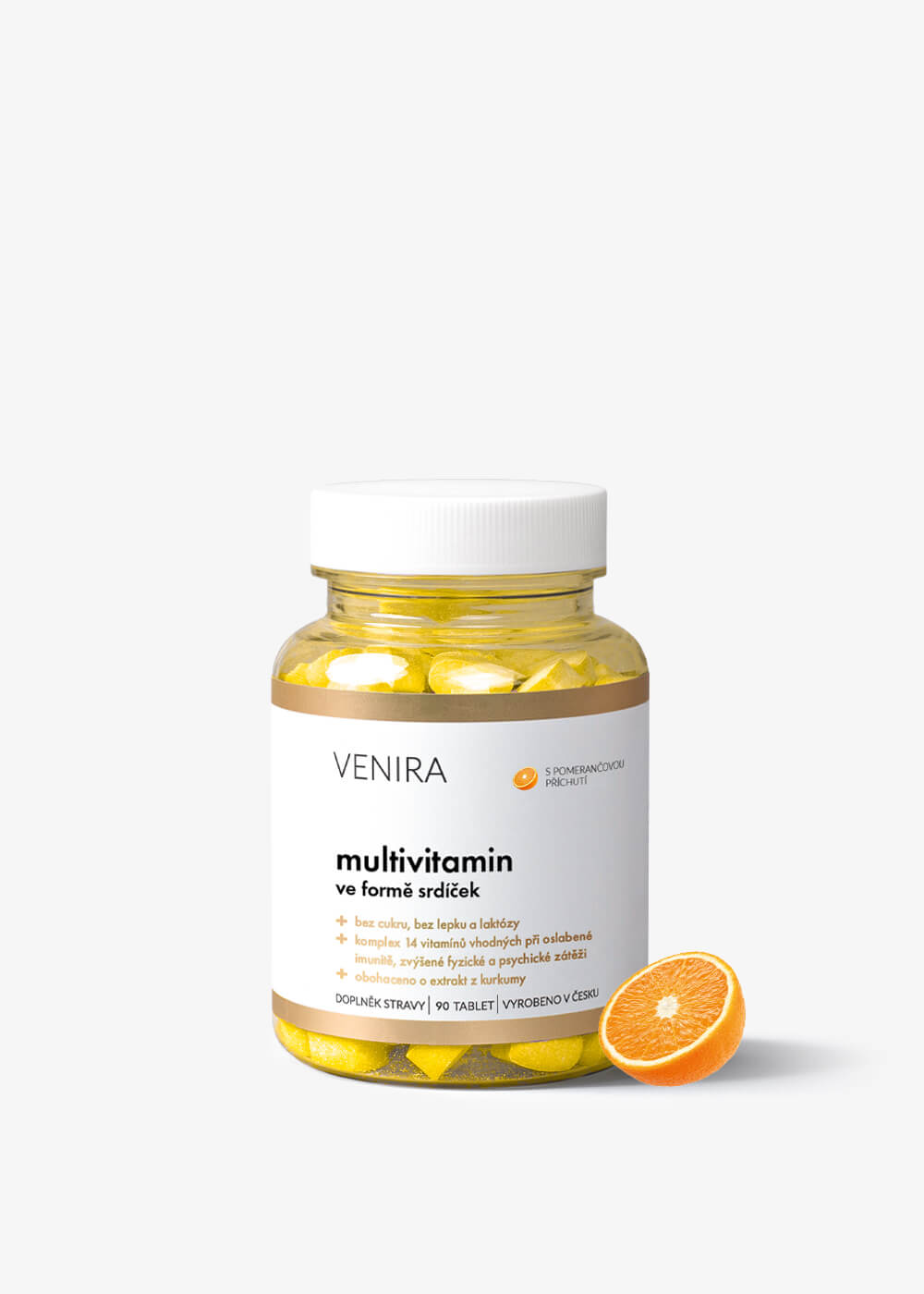 VENIRA multivitamin ve formě srdíček - pomeranč, 90 srdíček pomeranč, 90 srdíček