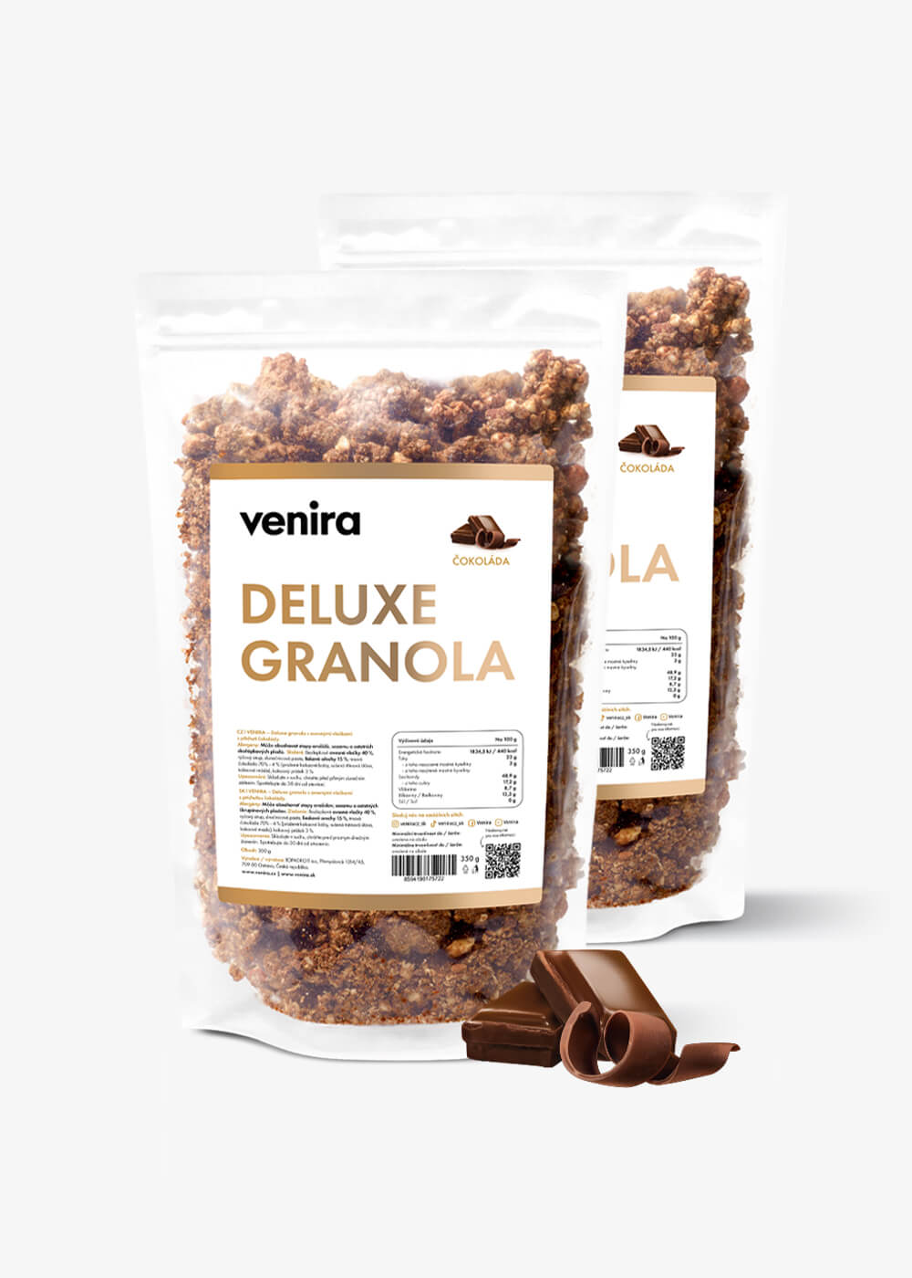 VENIRA deluxe granola, čokoláda, 2 balení za lepší cenu