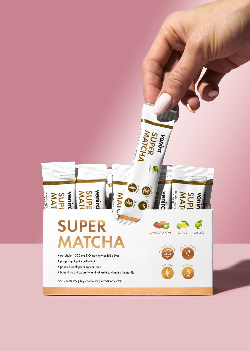 VENIRA super matcha, mix 3 příchutí, 30 sáčků, 90 g