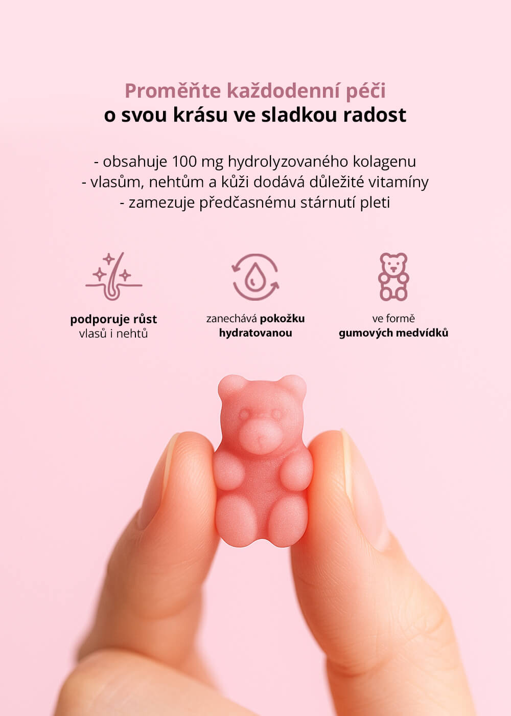VENIRA beauty bomb - medvídci pro vlasy, nehty a pleť - lesní plody, 30 bonbónů