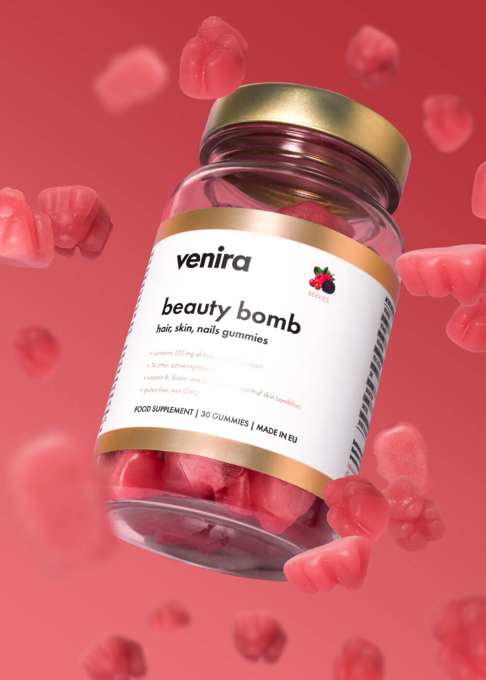 VENIRA beauty bomb - medvídci pro vlasy, nehty a pleť - lesní plody, 30 bonbónů