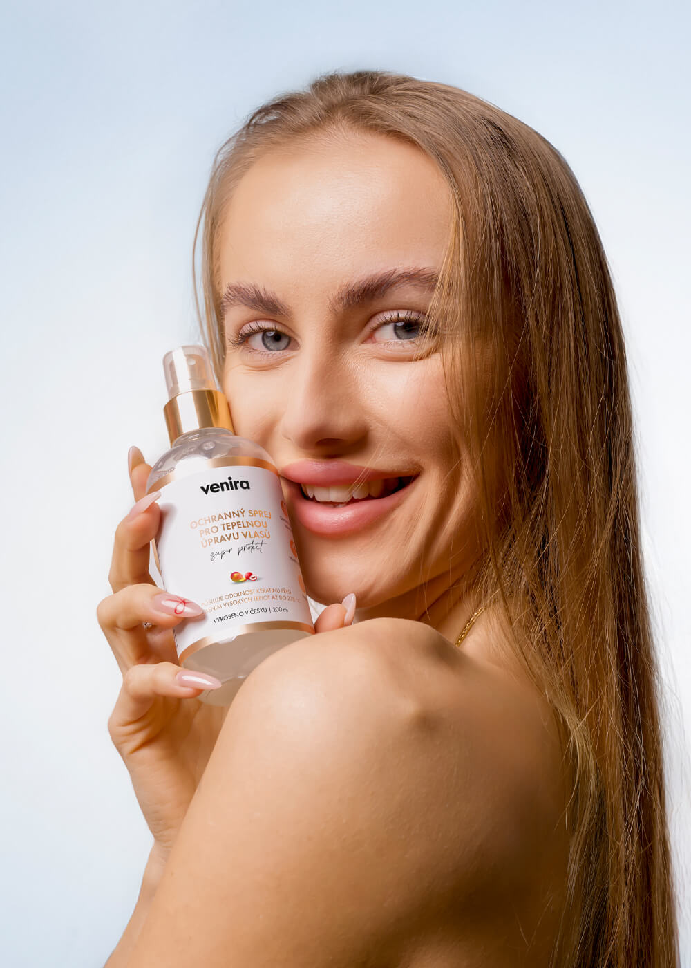 VENIRA ochranný sprej pro tepelnou úpravu vlasů, mango-liči, 200 ml
