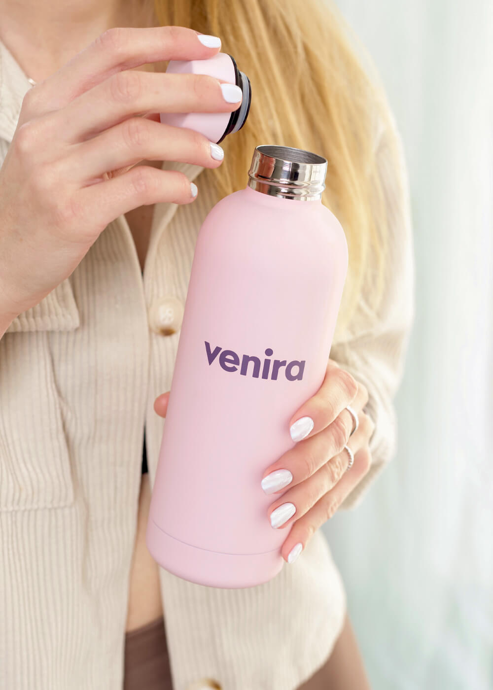 VENIRA termoláhev s uzávěrem, světle růžová, 500 ml