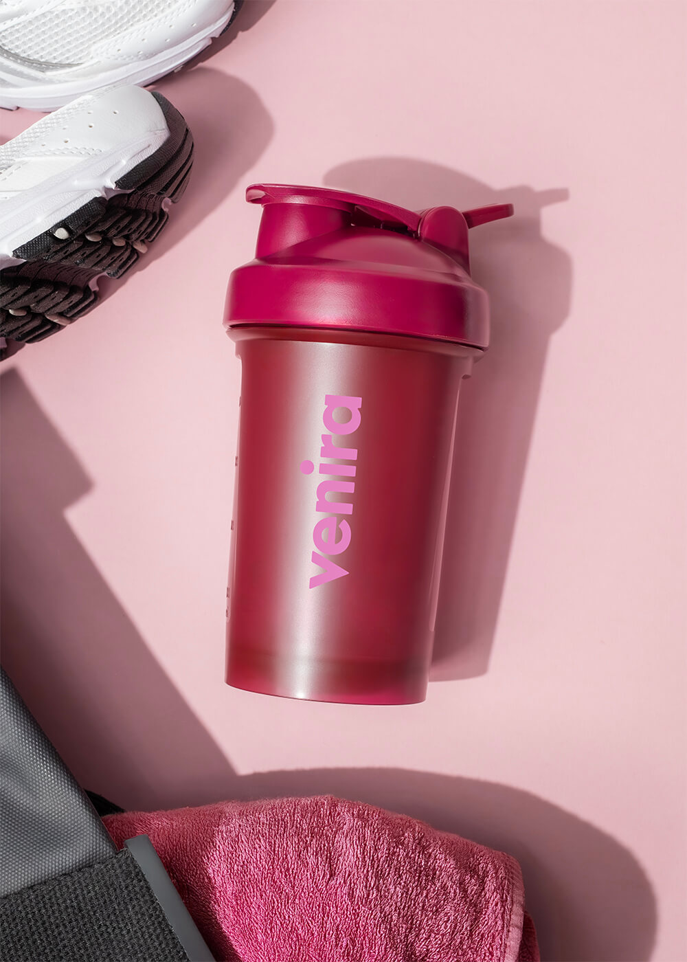 VENIRA shaker PRO s poutkem, vínový, 400 ml