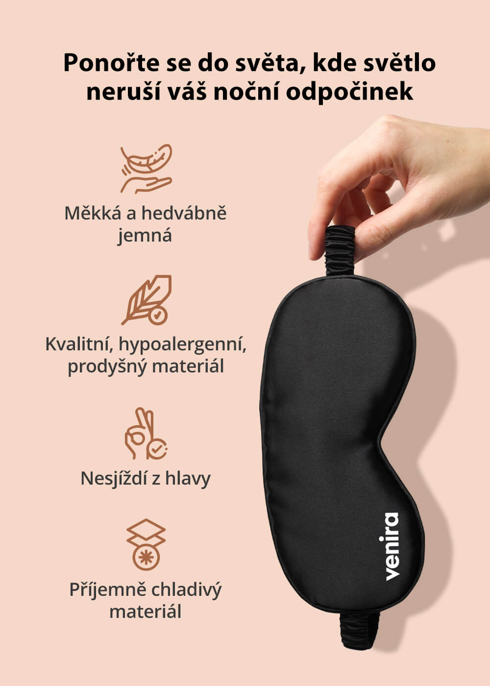 VENIRA maska na spaní, černá