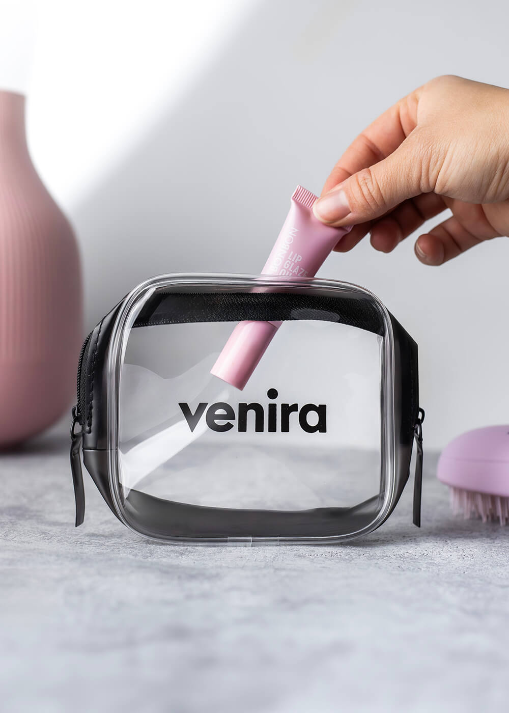 VENIRA kosmetická taška, průhledná, černá, vel. S