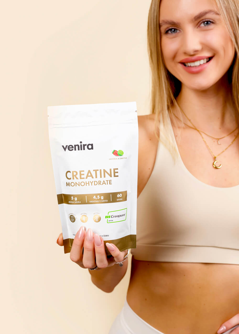 VENIRA kreatin monohydrát Creapure®, jahoda-limetka, 300 g