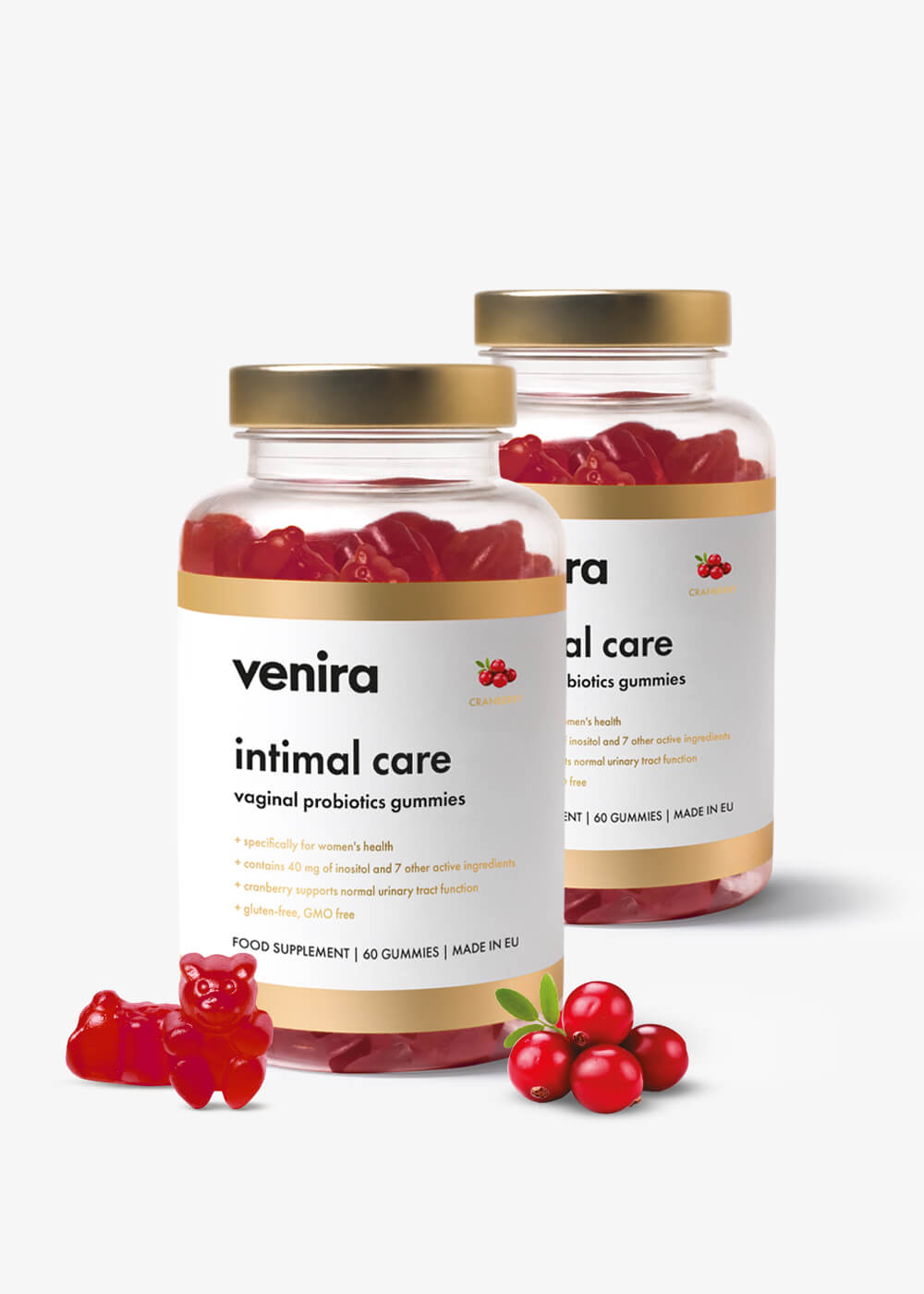 VENIRA intimal care - vaginal probiotics gummies, brusinka, 120 bonbónů brusinka, 120 bonbónů
