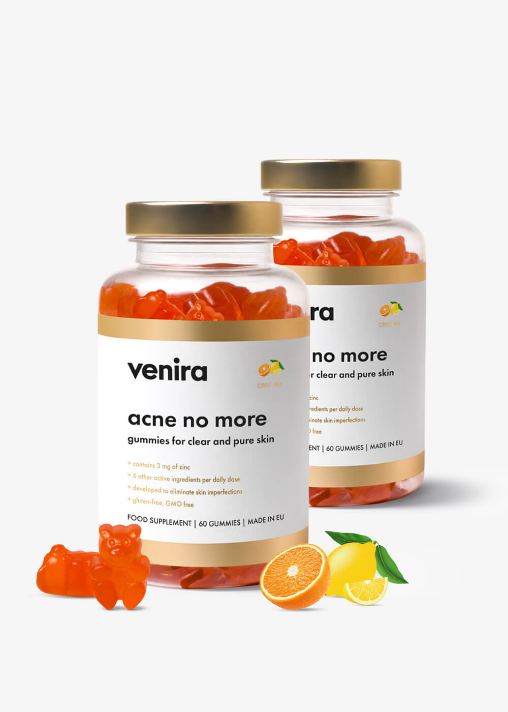VENIRA acne no more - gummies for clear and pure skin, citrusy, 120 bonbónů citrusy, 120 bonbónů