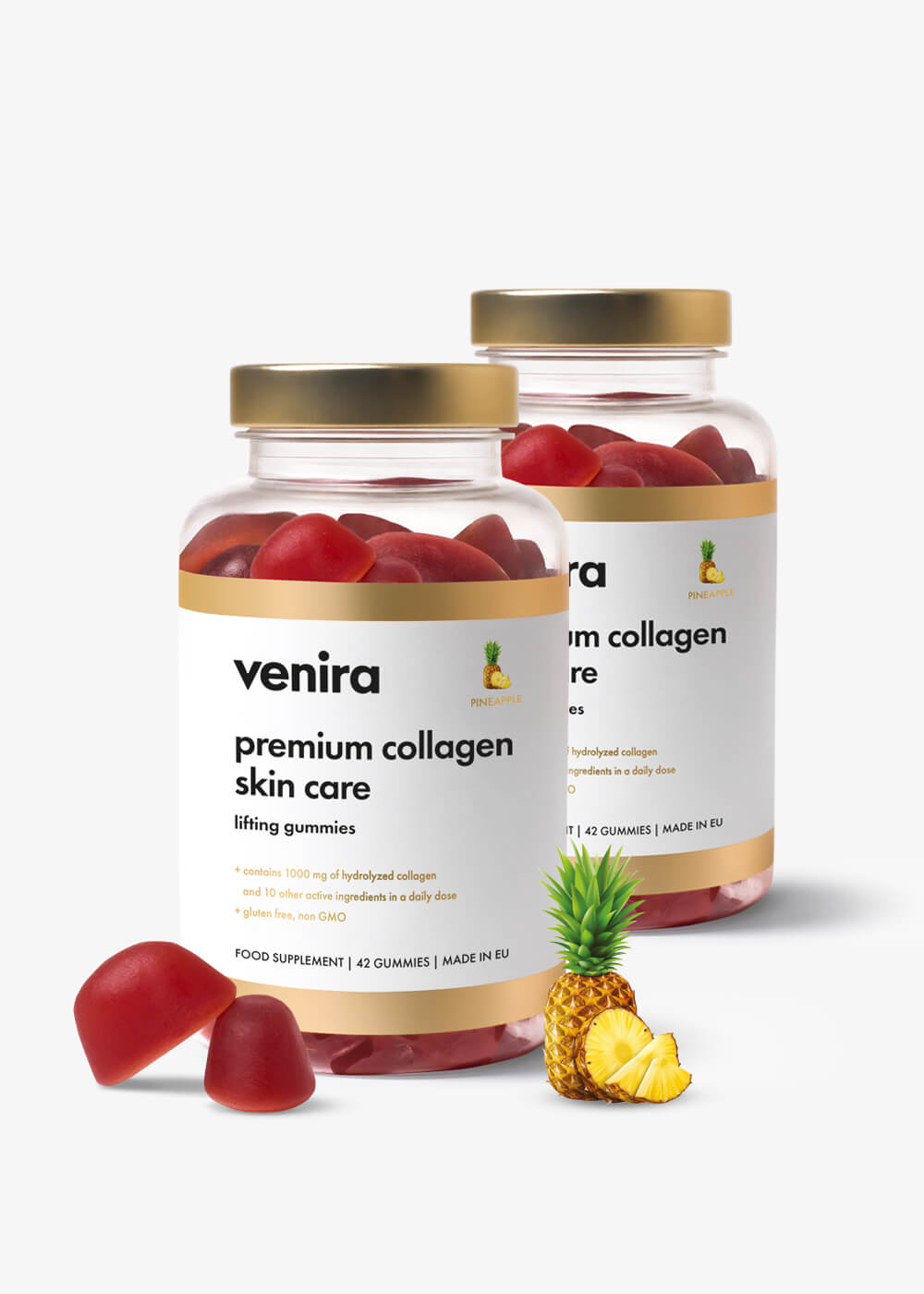 VENIRA premium collagen skin care - lifting gummies, ananas, 84 bonbónů ananas, 84 bonbónů