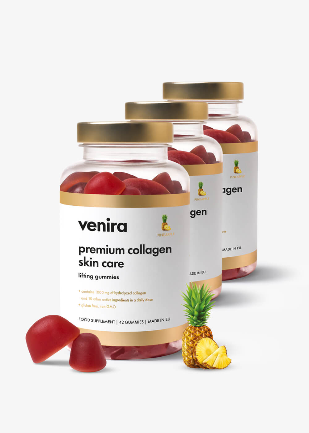 VENIRA premium collagen skin care - lifting gummies, ananas, 126 bonbónů ananas, 126 bonbónů