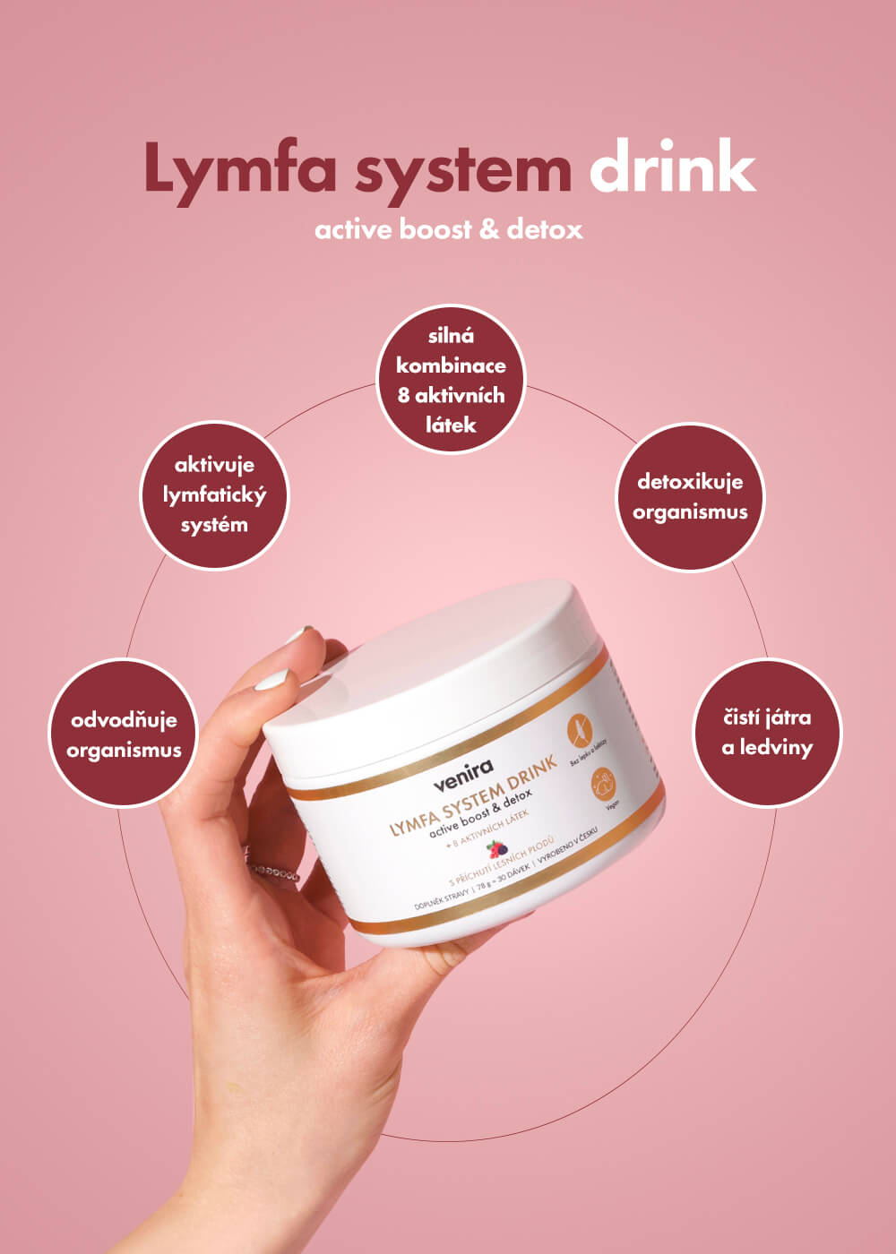 VENIRA lymfa system, active boost & detox, lesní plody, 78 g