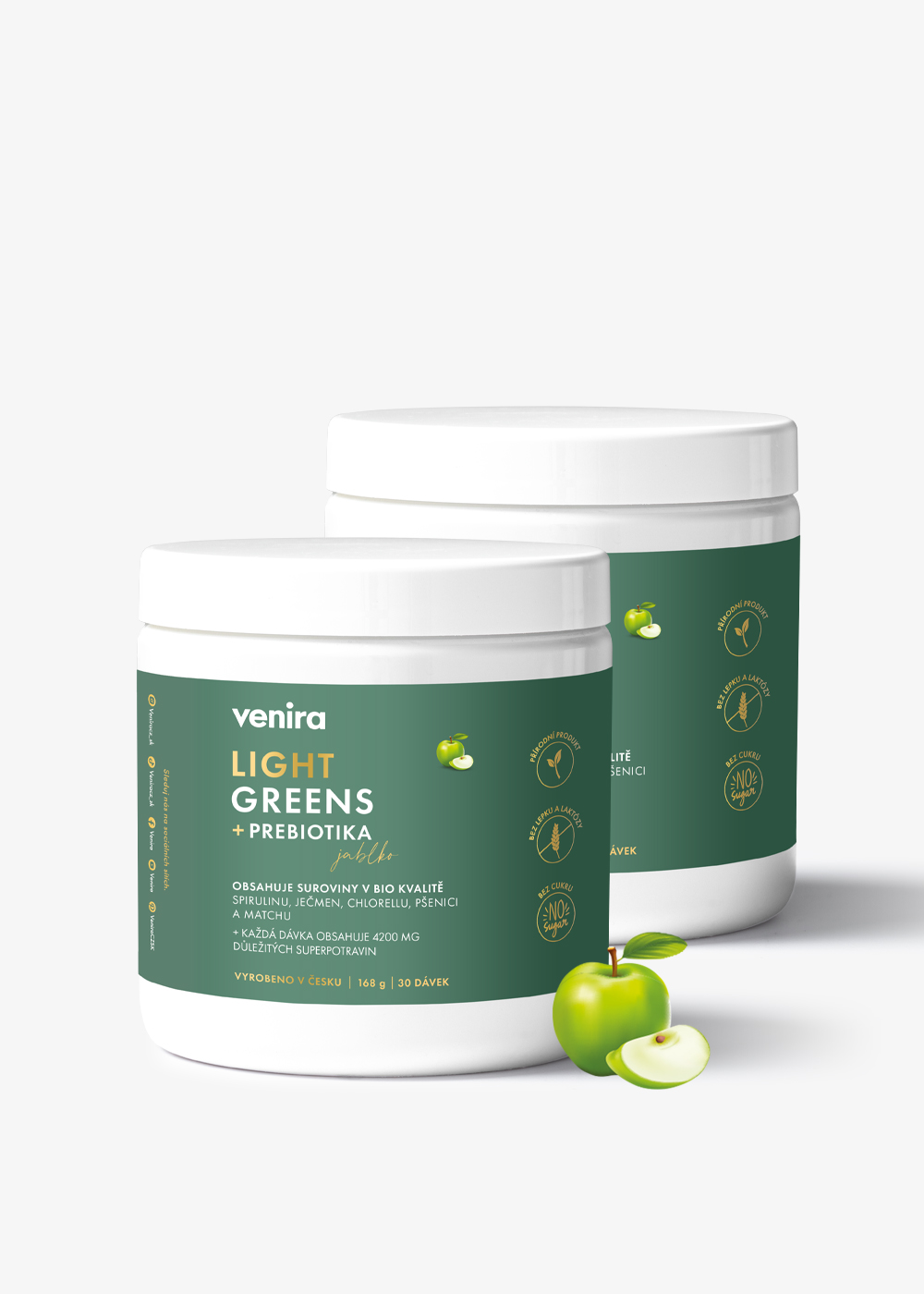 VENIRA light greens + prebiotika, jablko, 336 g jablko, 336 g