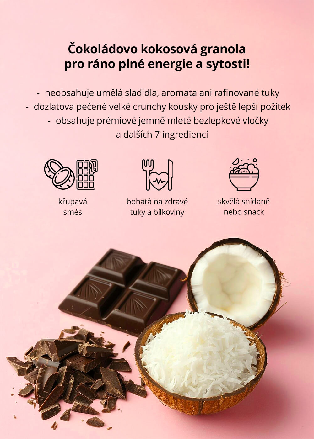 Granola deluxe čokoláda a kokos bezlepková — náhled 8
