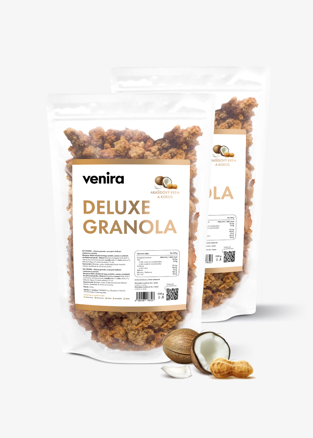 VENIRA deluxe granola, arašídový krém a kokos, 700 g