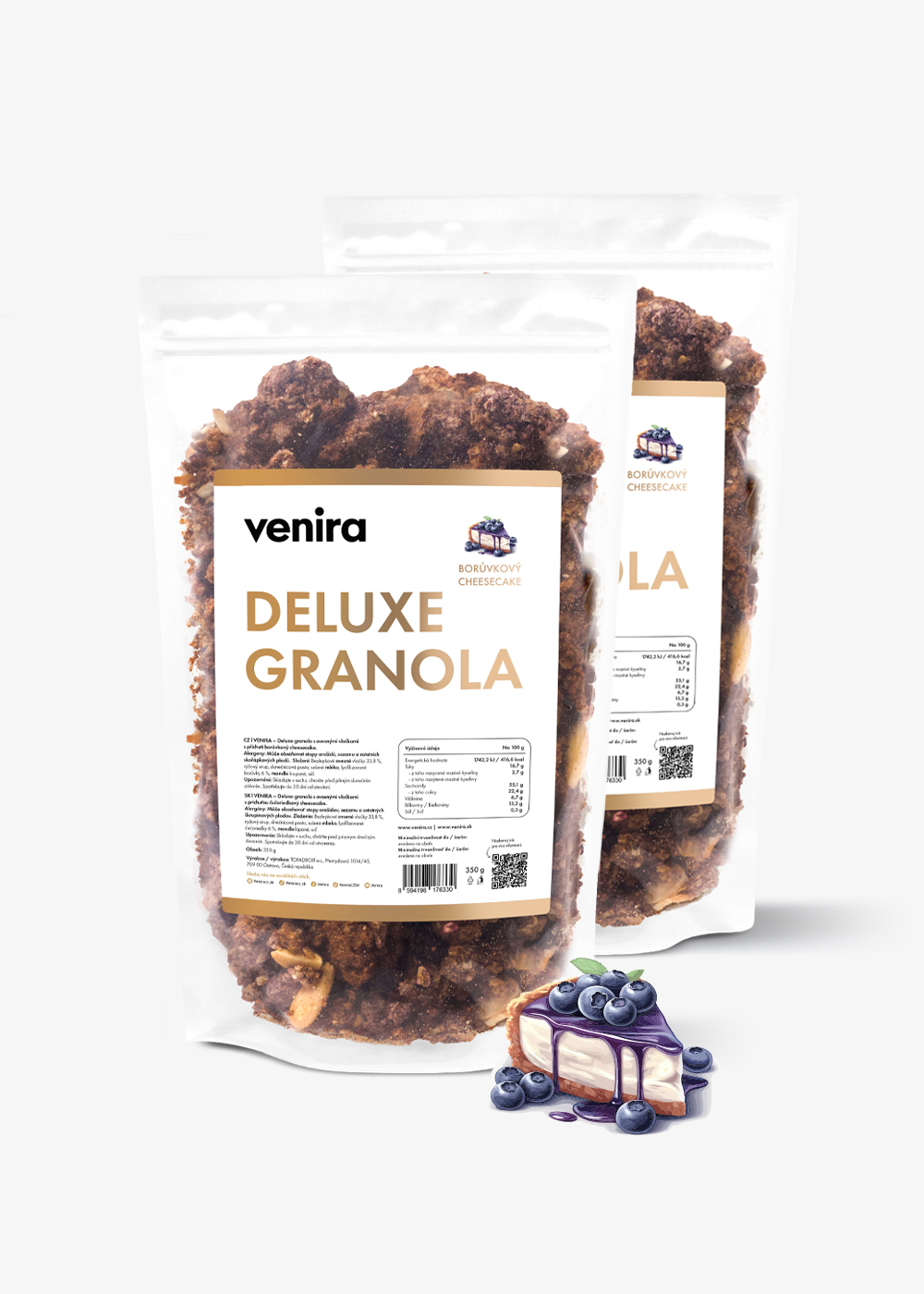 VENIRA deluxe granola, borůvkový cheesecake, 700 g