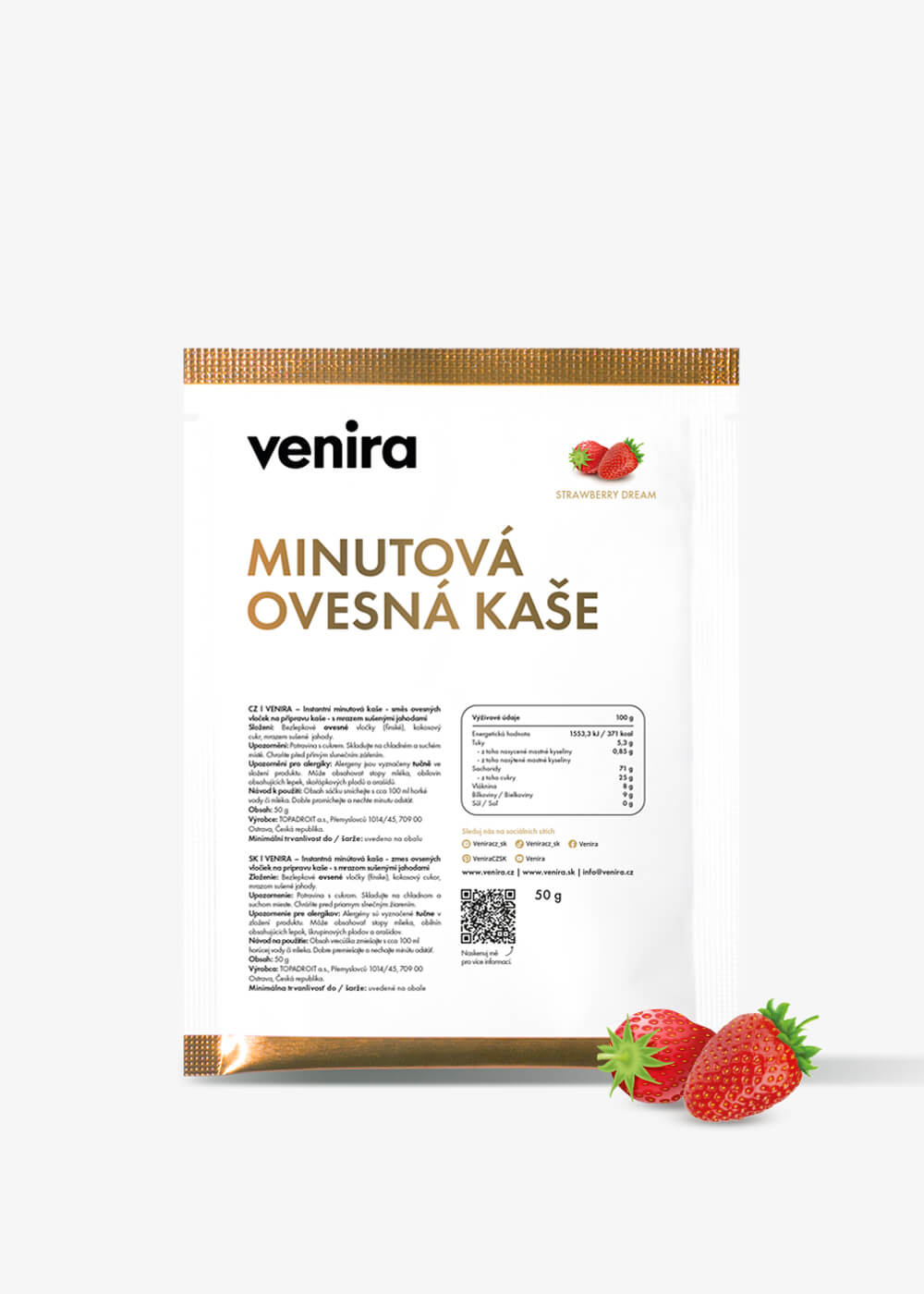 VENIRA minutová ovesná kaše - vzorek, strawberry dream, 50 g strawberry dream, 50 g