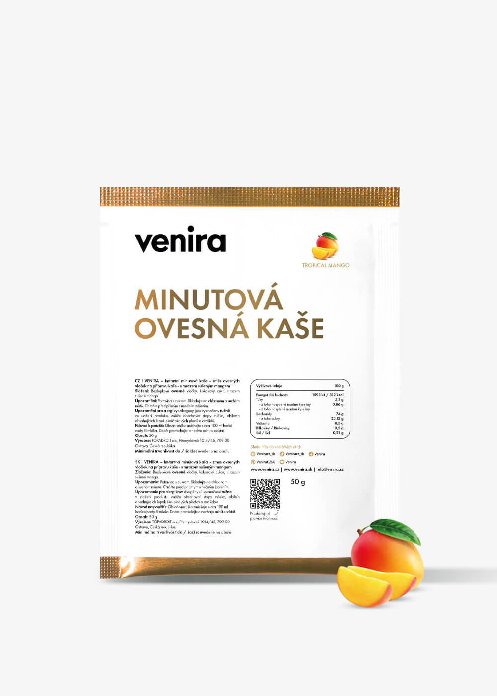 VENIRA minutová ovesná kaše - vzorek, tropical mango, 50 g tropical mango, 50 g