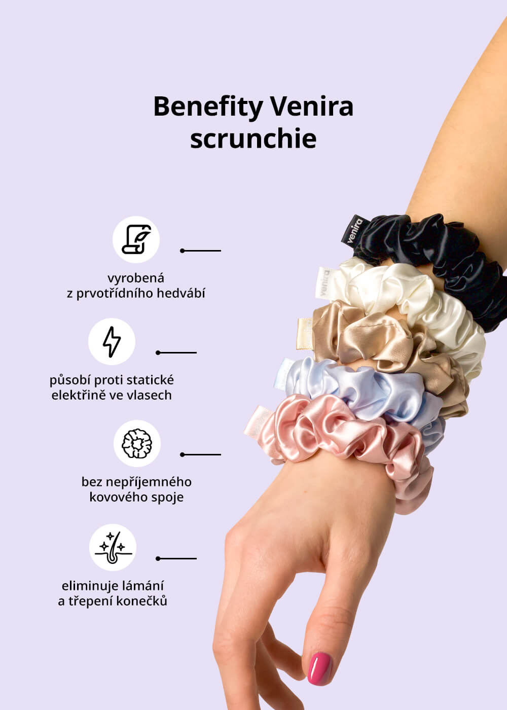 VENIRA scrunchie hedvábná gumička, karamelová