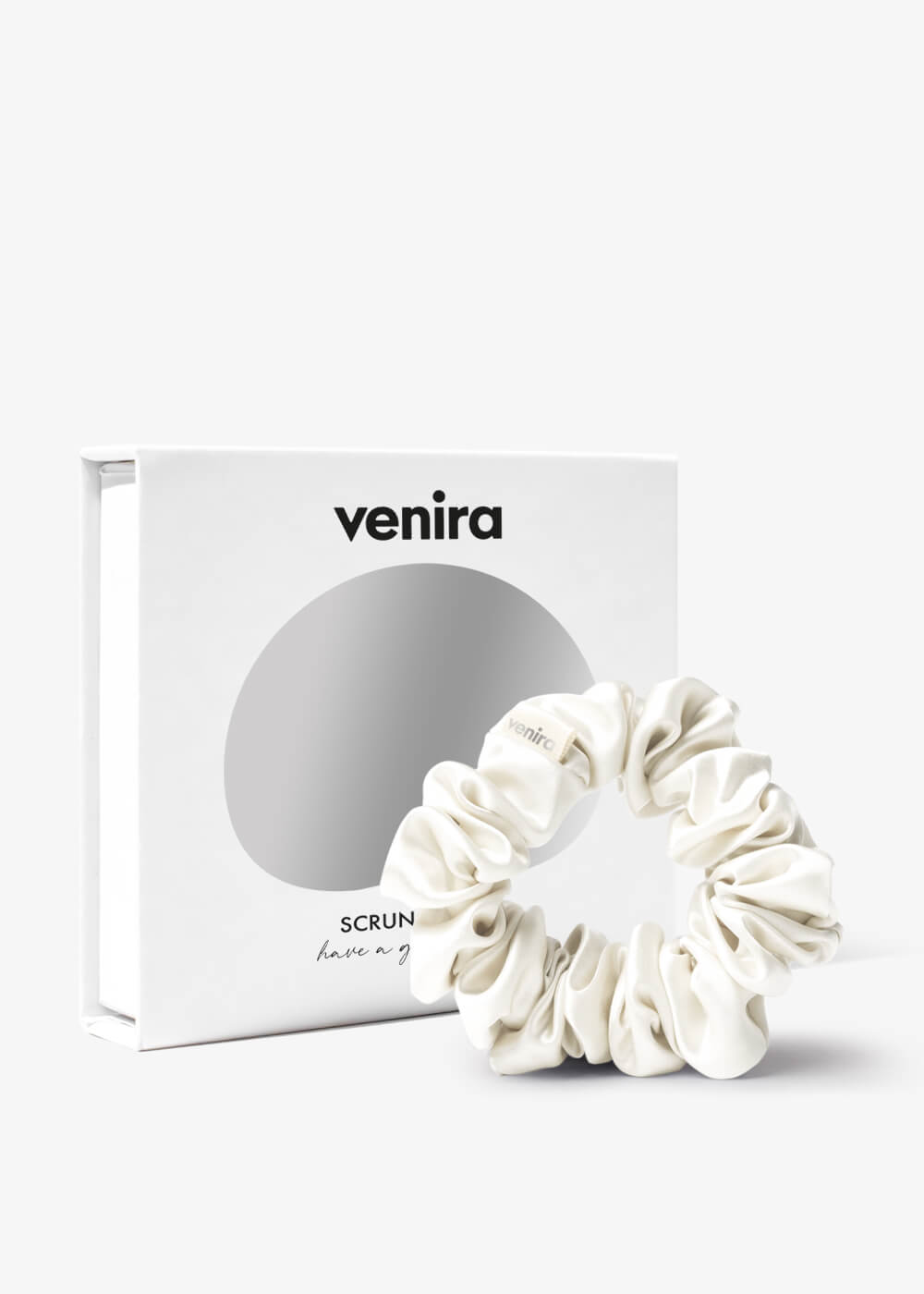 VENIRA scrunchie hedvábná gumička, bílá bílá