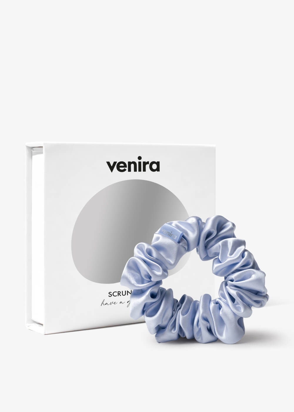VENIRA scrunchie hedvábná gumička, světle modrá světle modrá