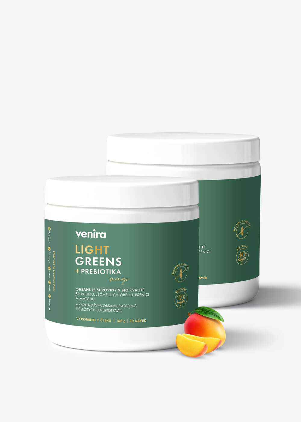 VENIRA light greens + prebiotika, mango, 336 g mango, 336 g