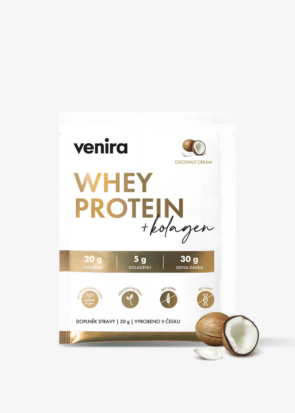 VENIRA beauty whey protein s kolagenem - vzorek, kokos, 30 g kokos, 30 g