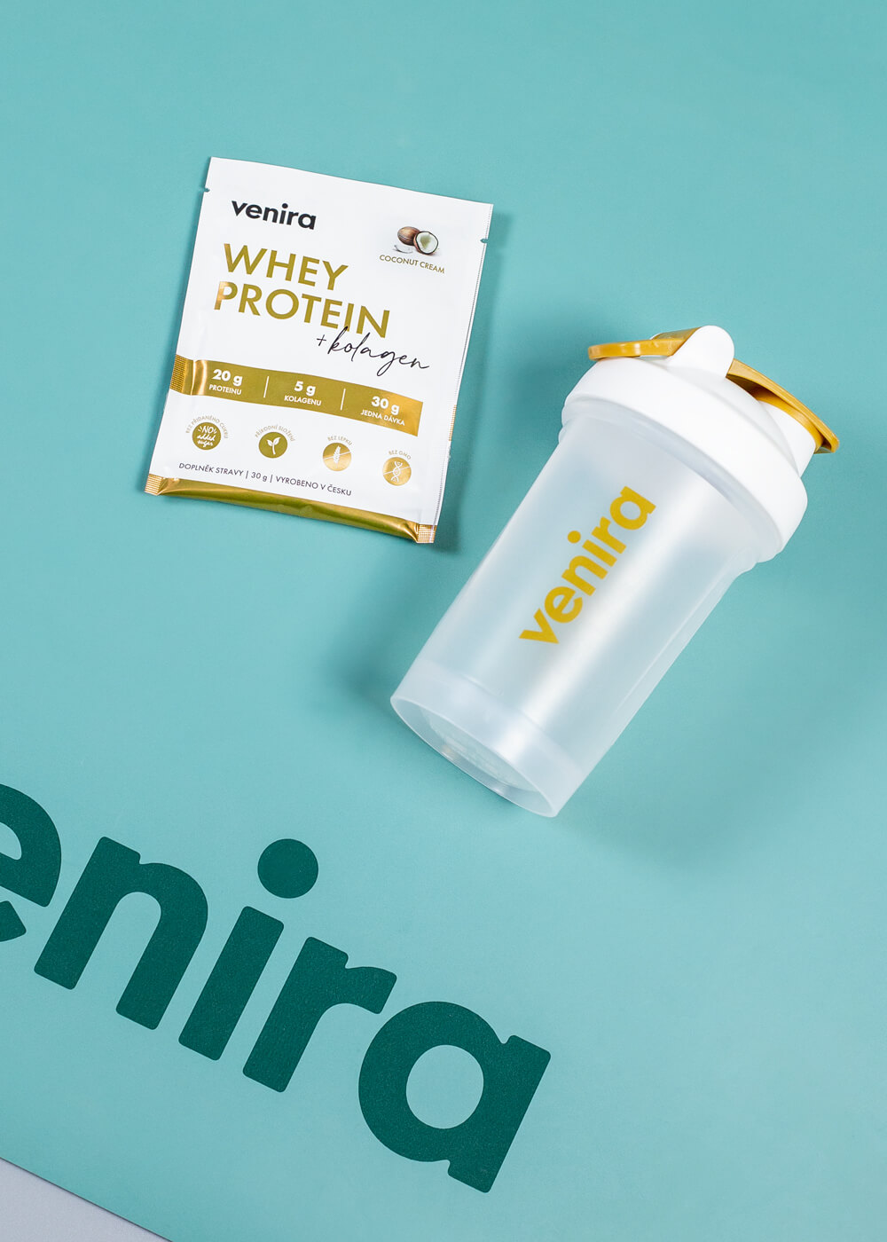 VENIRA beauty whey protein s kolagenem - vzorek, kokos, 30 g