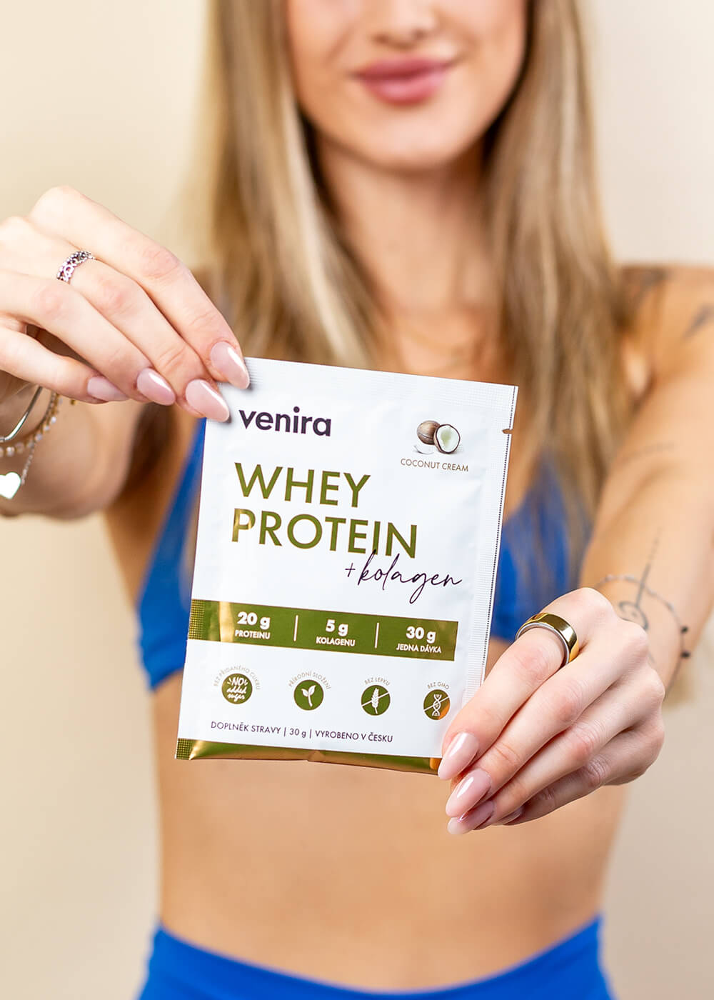 VENIRA beauty whey protein s kolagenem - vzorek, kokos, 30 g