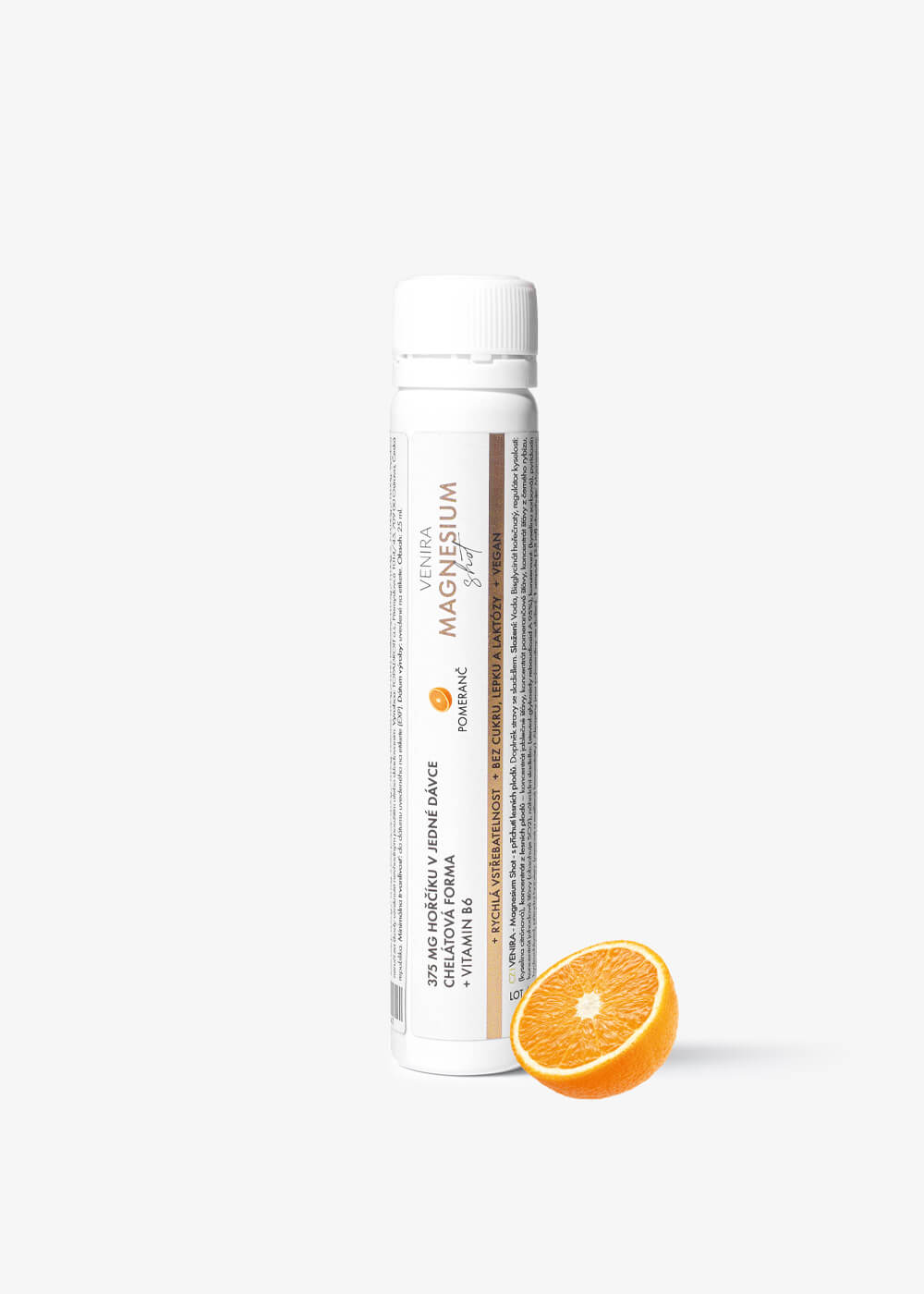 VENIRA magnesium bisglycinát shot - vzorek, pomeranč, 25 ml pomeranč, 25 ml