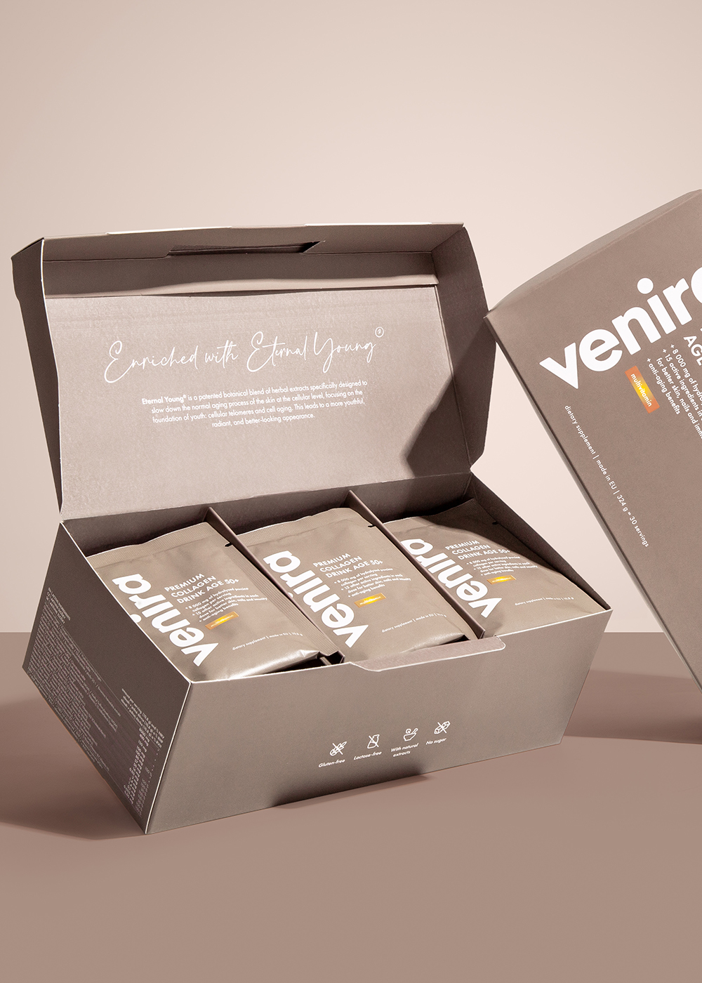 VENIRA PREMIUM kolagenový drink pro vlasy, nehty a pleť, věk 50+, multivitamin, 30 sáčků, 324 g