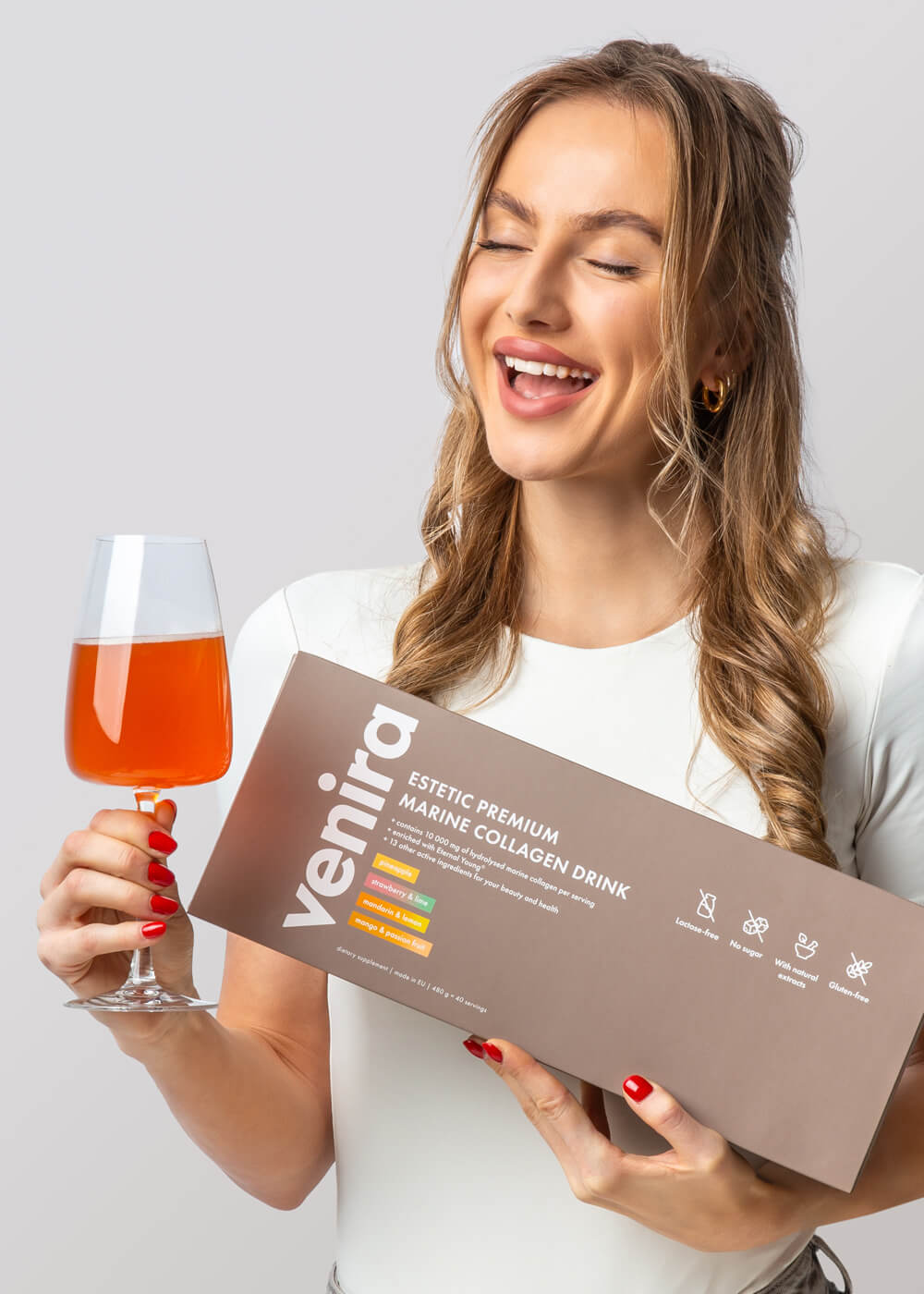 VENIRA ESTETIC PREMIUM kolagenový drink pro vlasy, nehty a pleť - mix 4 příchutí, mořský kolagen, 40 sáčků, 480 g