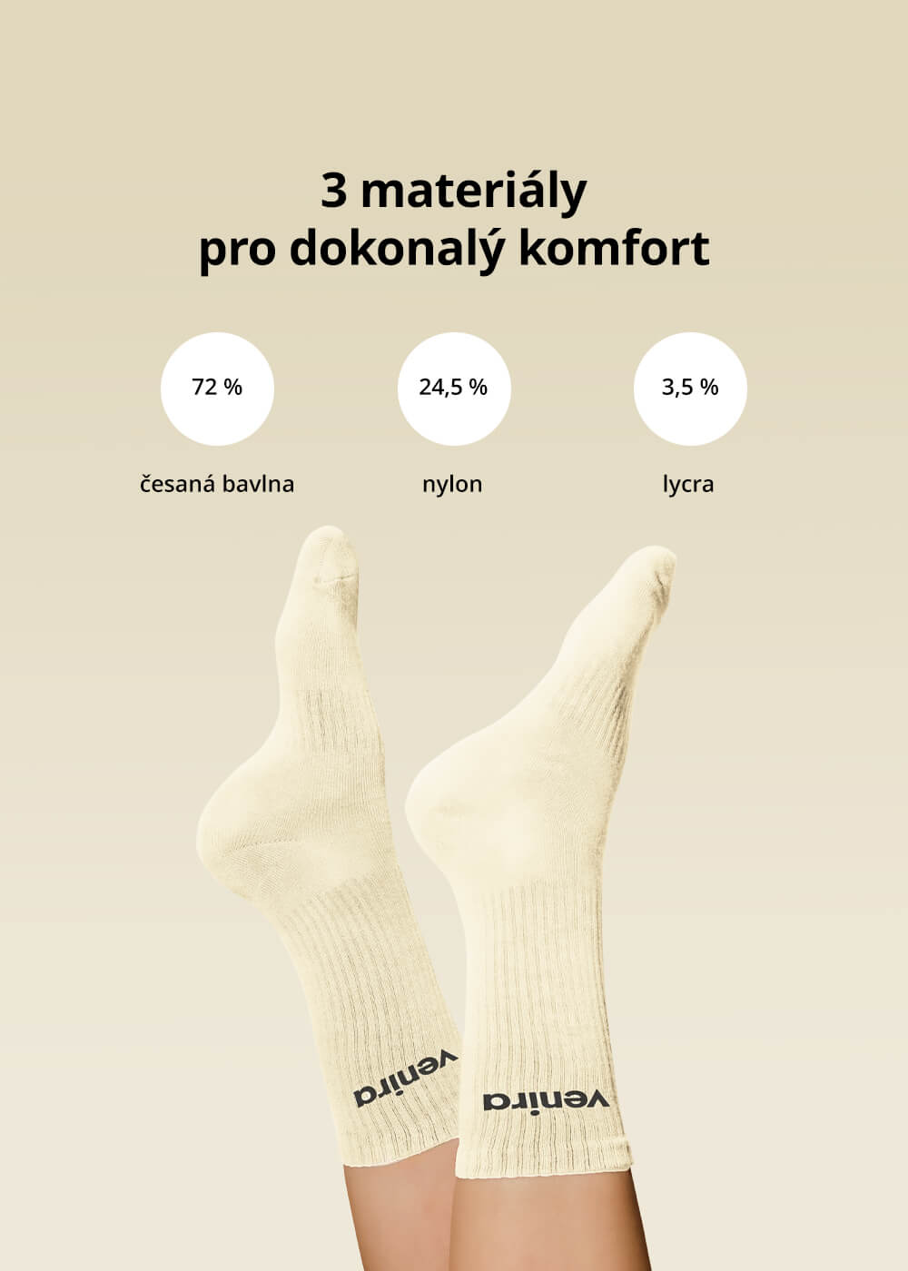 VENIRA ponožky, off white, S (35-38)