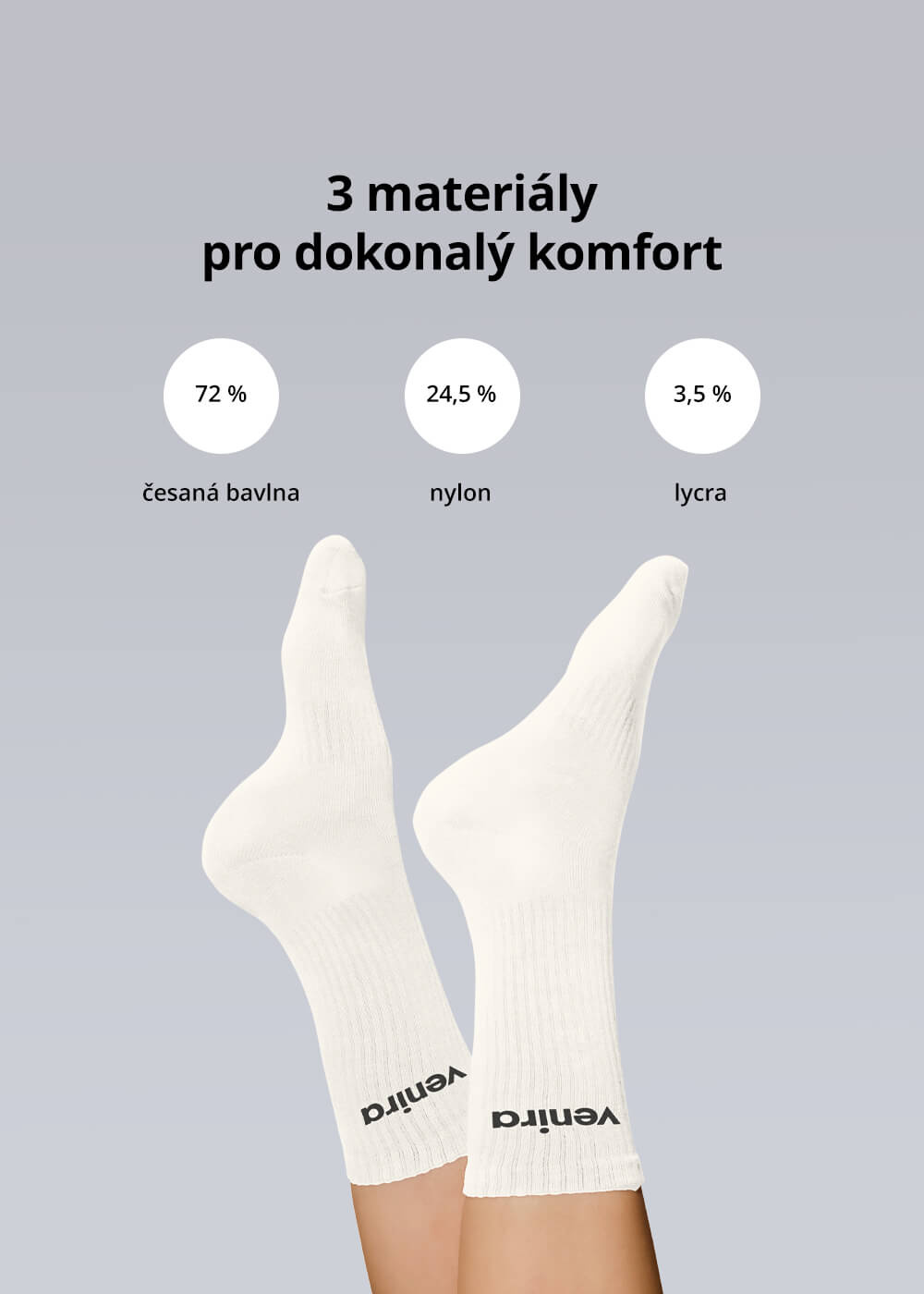 VENIRA ponožky, white, S (35-38)